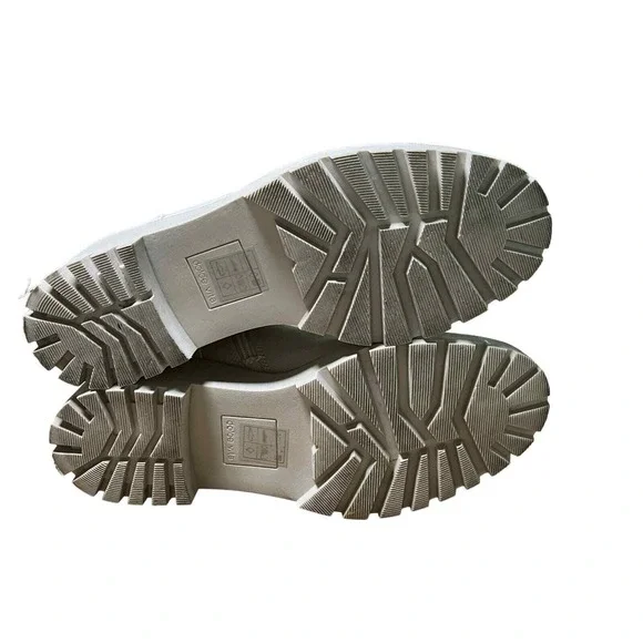 Dolce Vita Hank Canvas Chunky Heel‎ Combat Boots Lace Zip Creme Size 8.5 - Picture 9 of 10